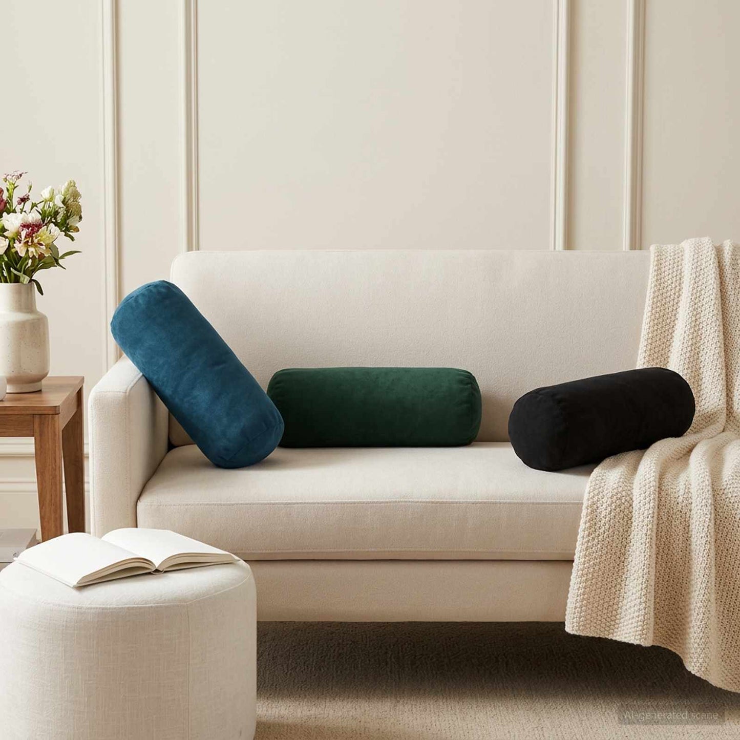 Cushion Cover 2 pcs HEERLEN Blue Ø 15 x 40 cm Velvet