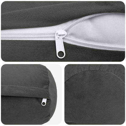 Cushion Cover 2 pcs HEERLEN Dark Grey Ø 15 x 40 cm Velvet
