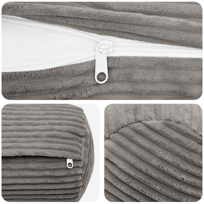 Cushion Cover 2 pcs HEERLEN Light Grey Ø 15 x 40 cm Corduroy