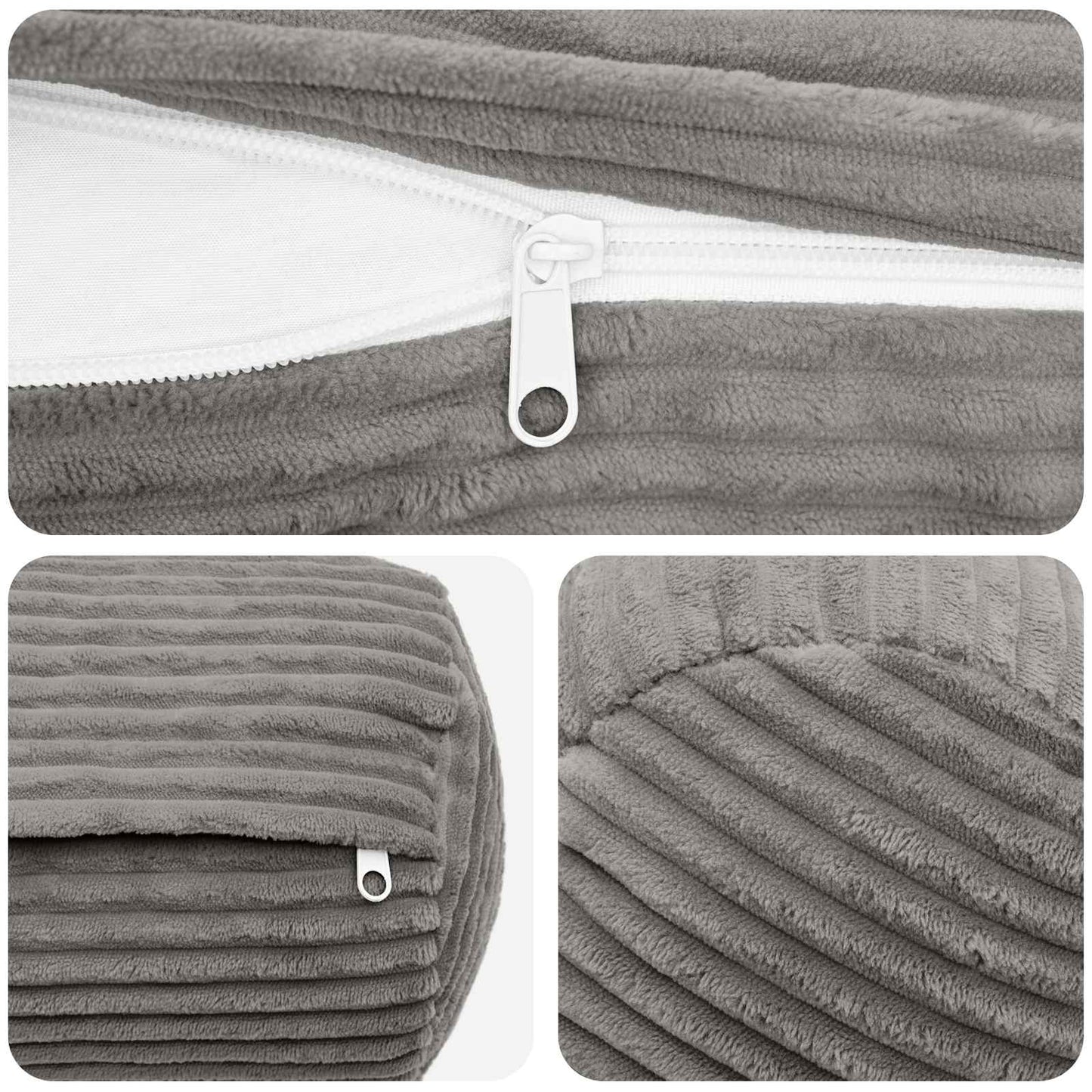 Cushion Cover 6 pcs HEERLEN Light Grey Ø 15 x 40 cm Corduroy