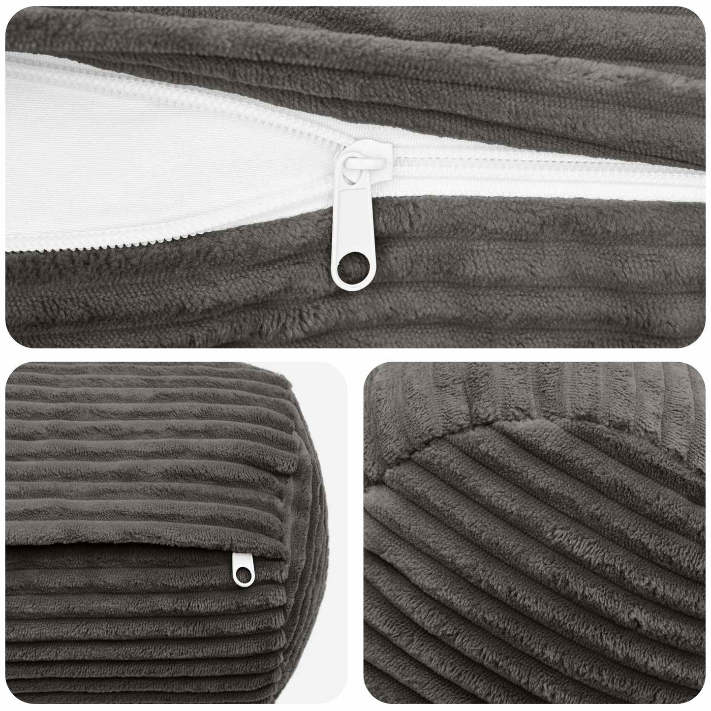 Cushion Cover 2 pcs HEERLEN Dark Grey Ø 15 x 40 cm Corduroy
