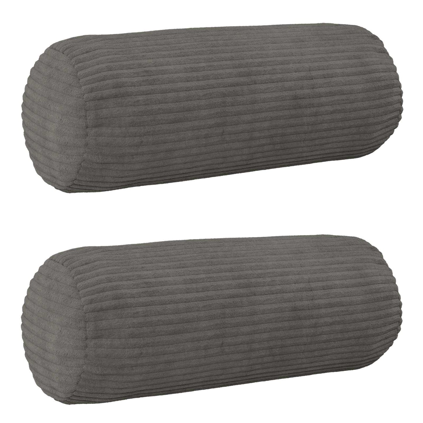 Cushion Cover 2 pcs HEERLEN Dark Grey Ø 15 x 40 cm Corduroy