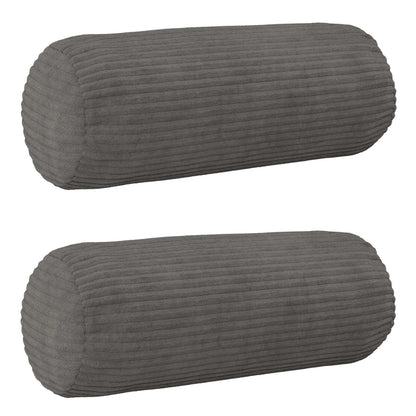 Cushion Cover 2 pcs HEERLEN Dark Grey Ø 15 x 40 cm Corduroy