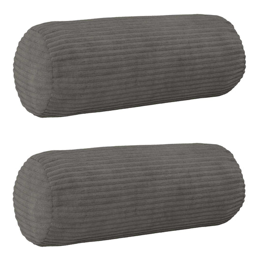 Cushion Cover 2 pcs HEERLEN Dark Grey Ø 15 x 40 cm Corduroy