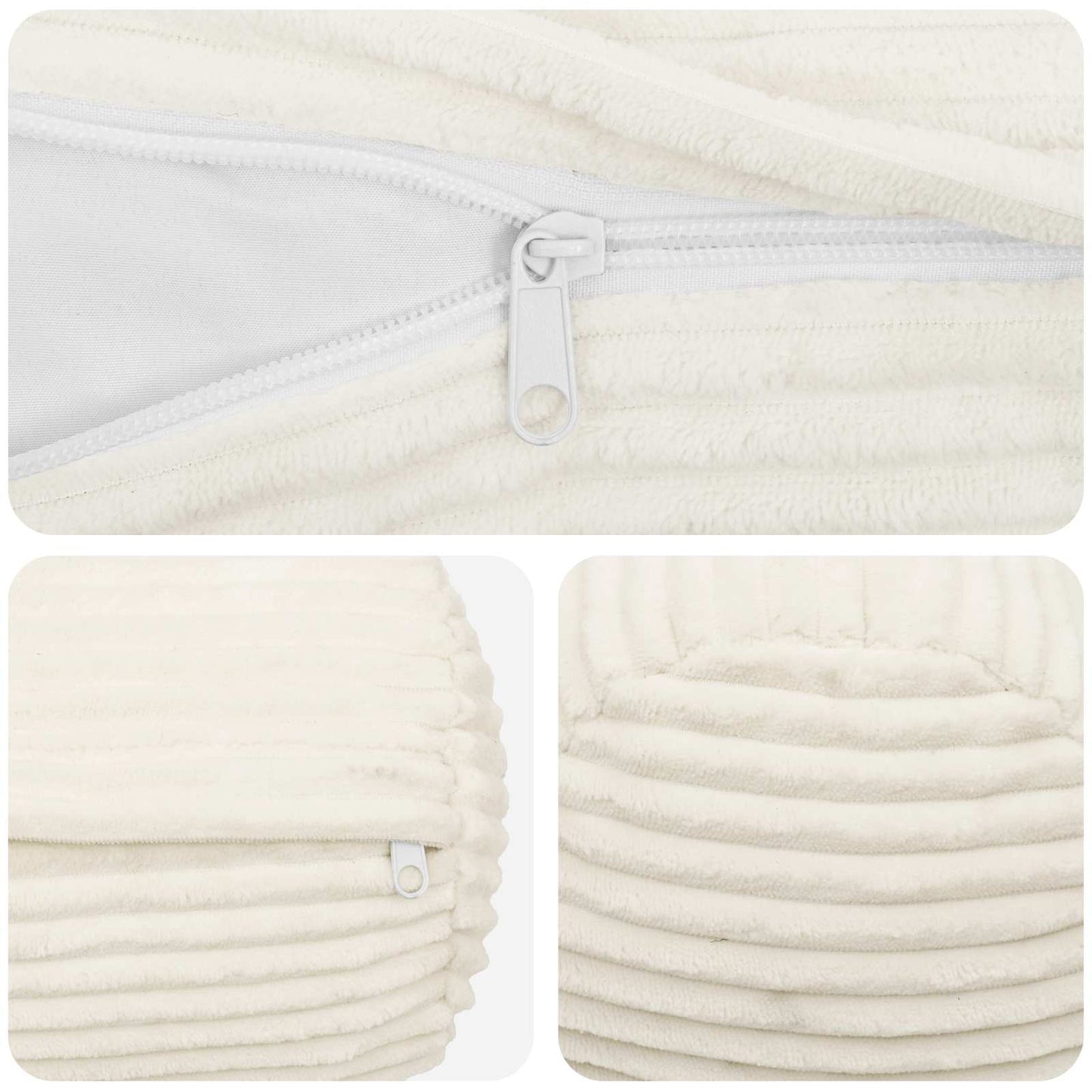 Cushion Cover 2 pcs HEERLEN Cream Ø 15 x 40 cm Corduroy