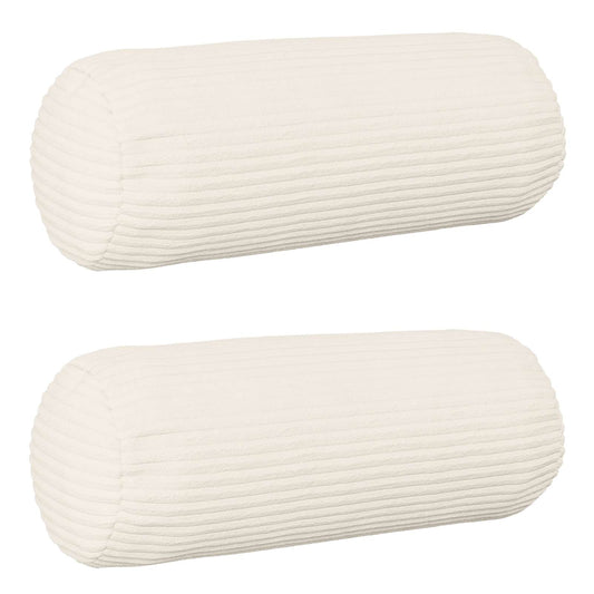 Cushion Cover 2 pcs HEERLEN Cream Ø 15 x 40 cm Corduroy