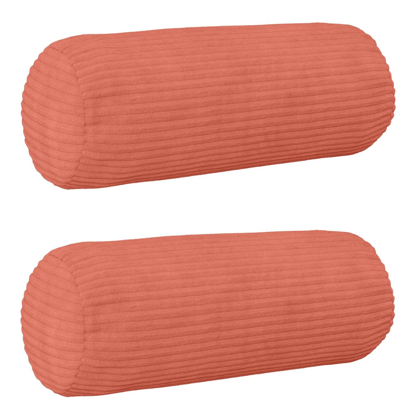 Cushion Cover 2 pcs HEERLEN Red Orange Ø 15 x 40 cm Corduroy