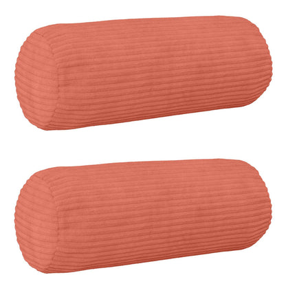 Cushion Cover 2 pcs HEERLEN Red Orange Ø 15 x 40 cm Corduroy