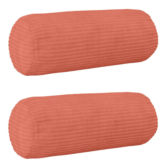 Cushion Cover 2 pcs HEERLEN Red Orange Ø 15 x 40 cm Corduroy