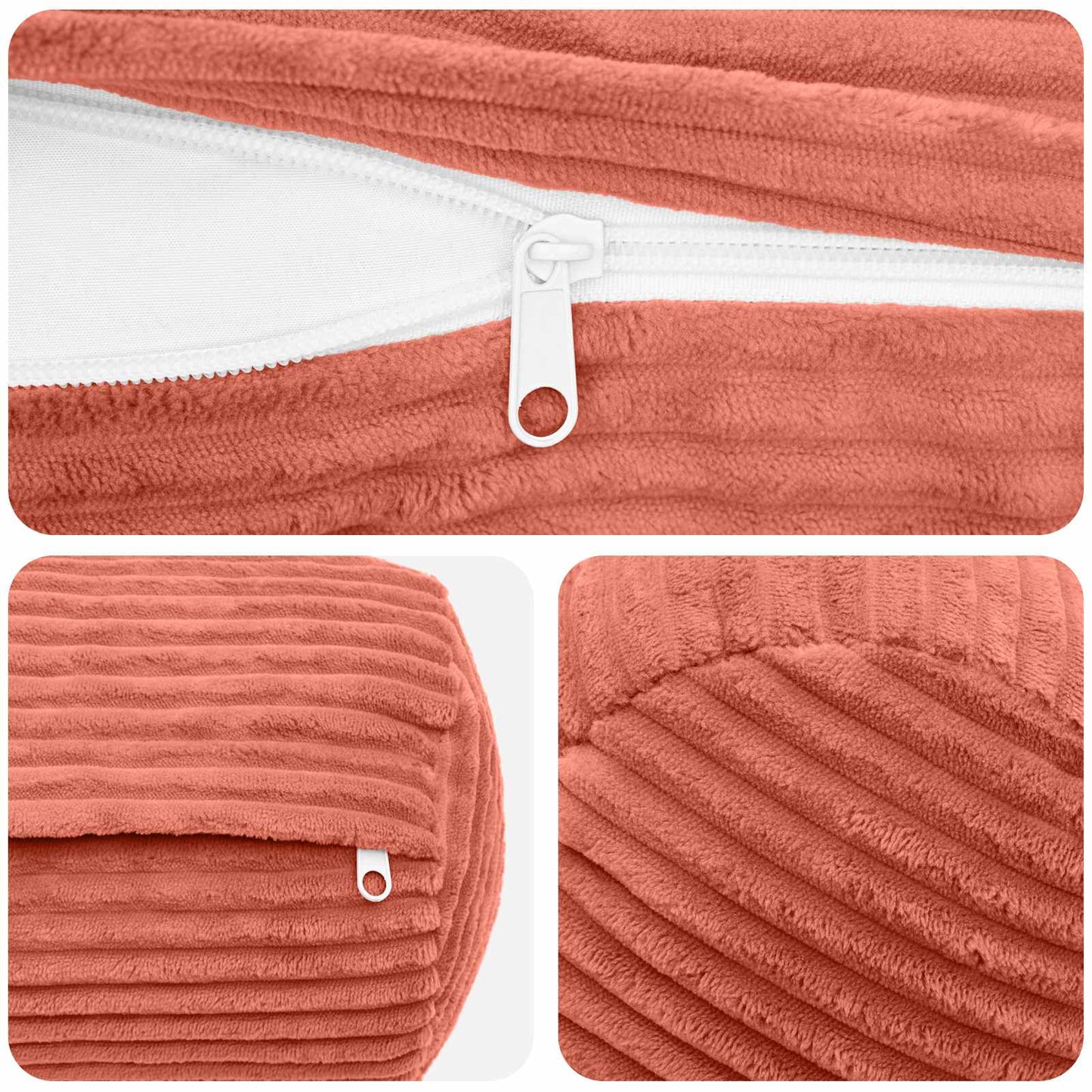Cushion Cover 6 pcs HEERLEN Red Orange Ø 15 x 40 cm Corduroy