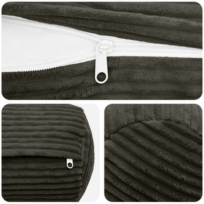 Cushion Cover 2 pcs HEERLEN Anthracite Ø 15 x 40 cm Corduroy
