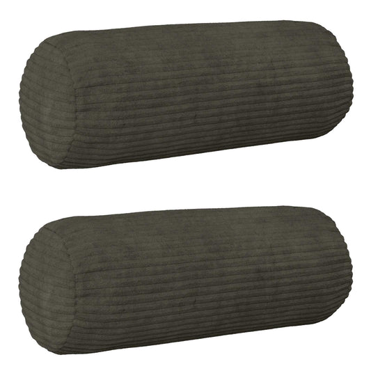 Cushion Cover 2 pcs HEERLEN Anthracite Ø 15 x 40 cm Corduroy