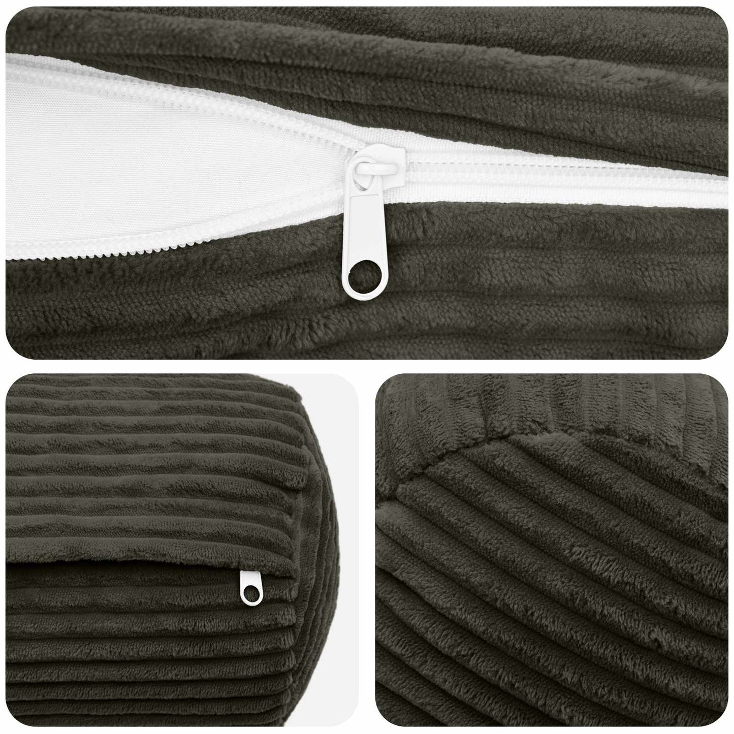 Cushion Cover 6 pcs HEERLEN Anthracite Ø 15 x 40 cm Corduroy