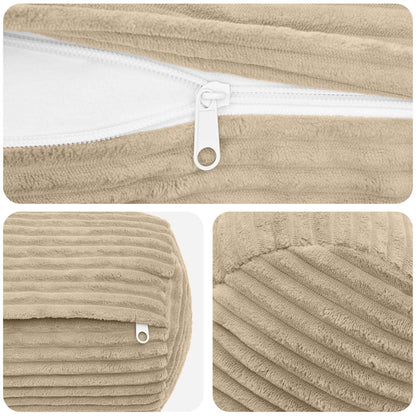 Cushion Cover 2 pcs HEERLEN Taupe Ø 15 x 40 cm Corduroy