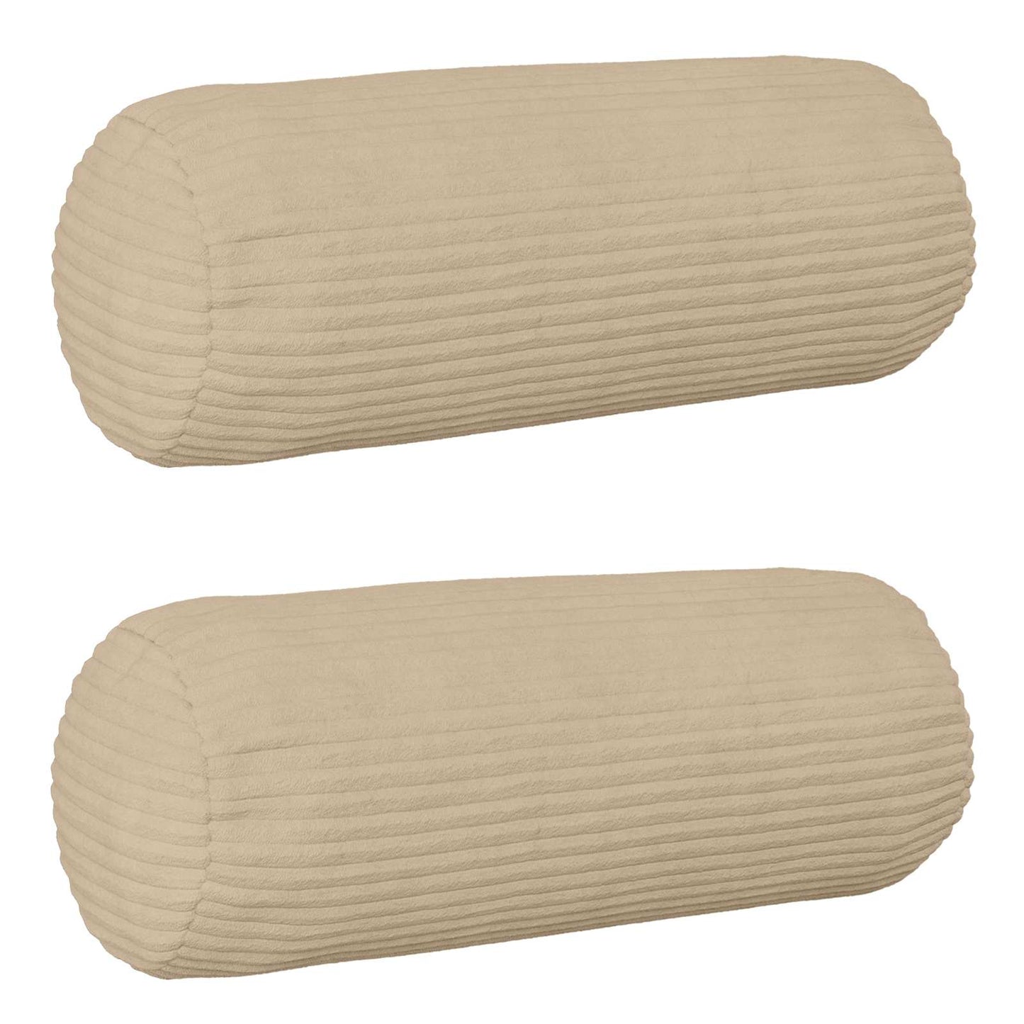 Cushion Cover 2 pcs HEERLEN Taupe Ø 15 x 40 cm Corduroy
