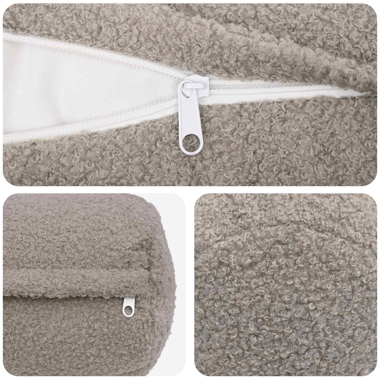 Cushion Cover 2 pcs HEERLEN Light Grey Ø 15 x 40 cm Bouclé