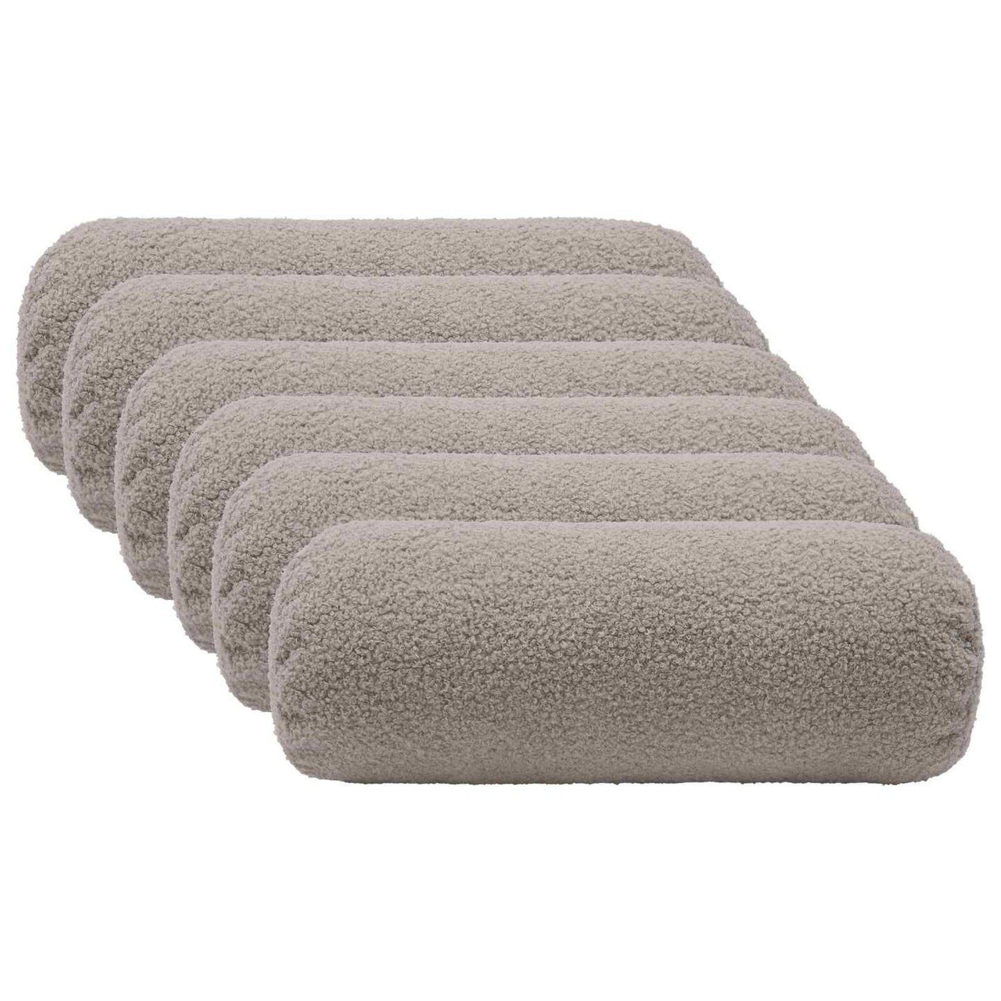 Cushion Cover 6 pcs HEERLEN Light Grey Ø 15 x 40 cm Bouclé
