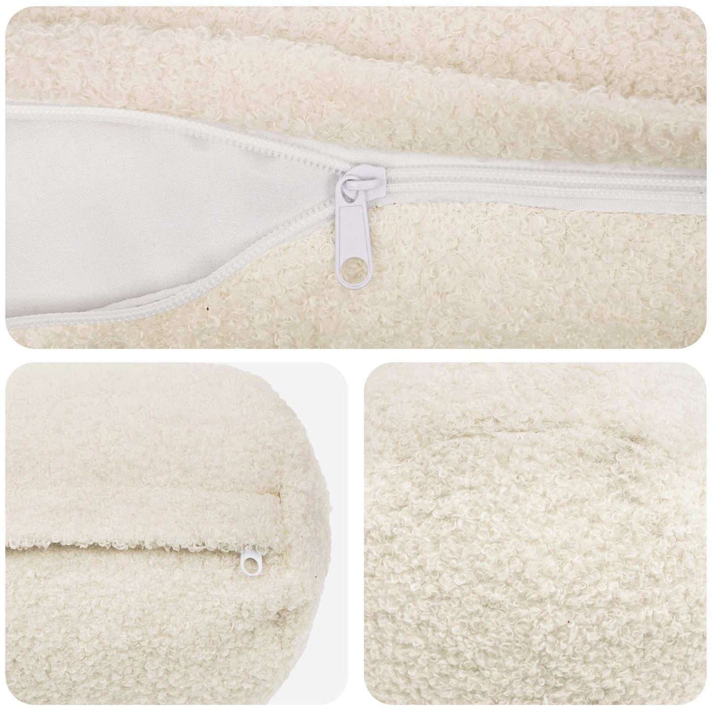 Cushion Cover 2 pcs HEERLEN Cream Ø 15 x 40 cm Bouclé
