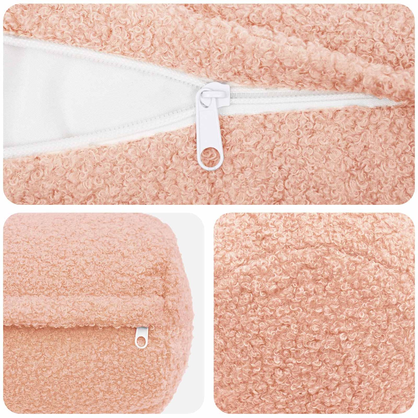 Cushion Cover 6 pcs HEERLEN Pink Ø 15 x 40 cm Bouclé