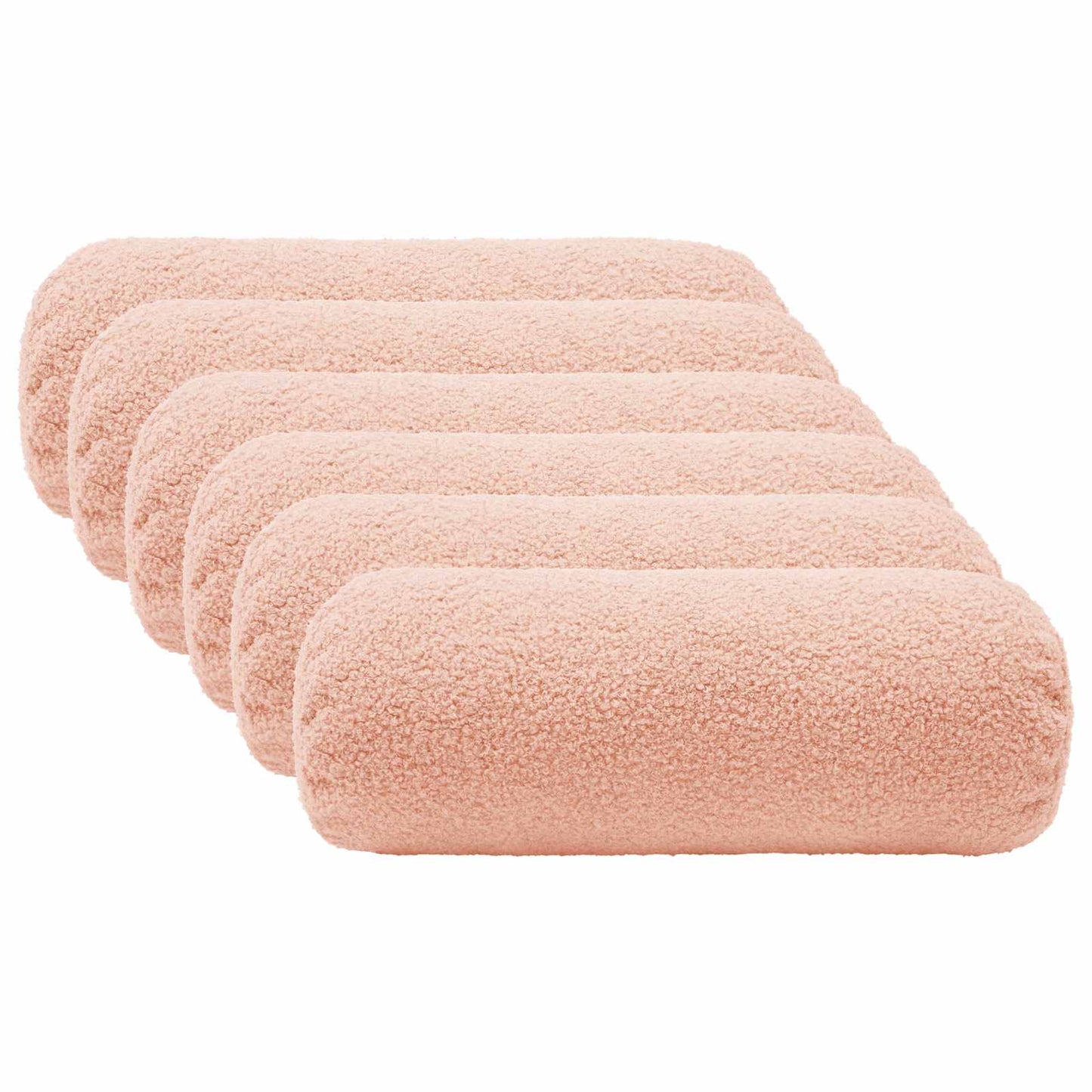 Cushion Cover 6 pcs HEERLEN Pink Ø 15 x 40 cm Bouclé