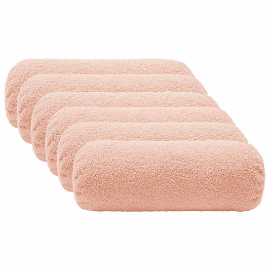 Cushion Cover 6 pcs HEERLEN Pink Ø 15 x 40 cm Bouclé
