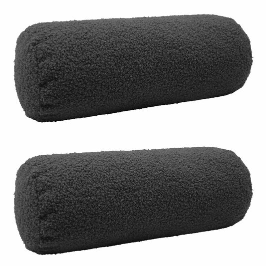 Cushion Cover 2 pcs HEERLEN Dark Grey Ø 15 x 40 cm Bouclé