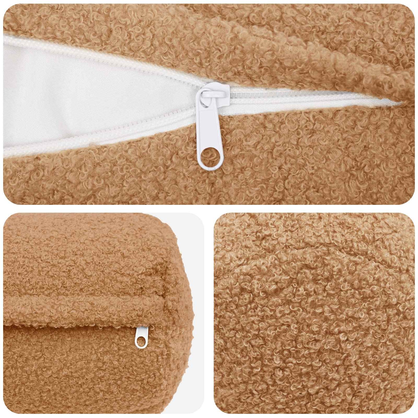 Cushion Cover 6 pcs HEERLEN Beige Ø 15 x 40 cm Bouclé