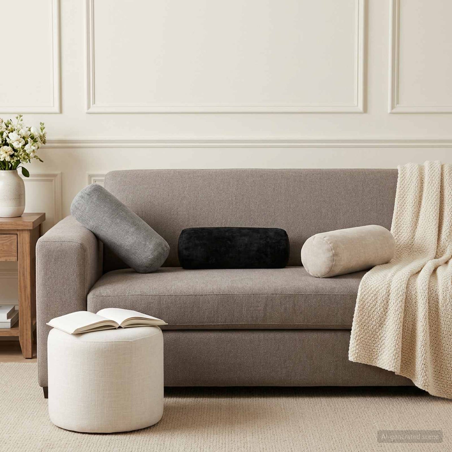 Cushion Cover 6 pcs HEERLEN Light Grey Ø 15 x 40 cm