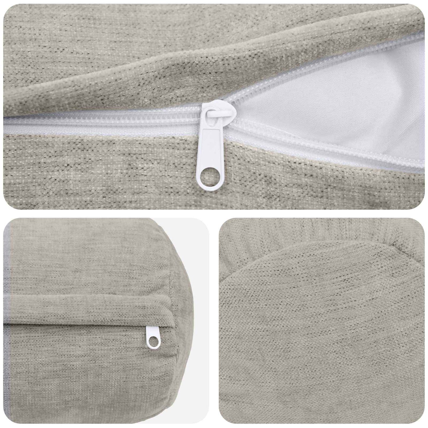 Cushion Cover 6 pcs HEERLEN Light Grey Ø 15 x 40 cm