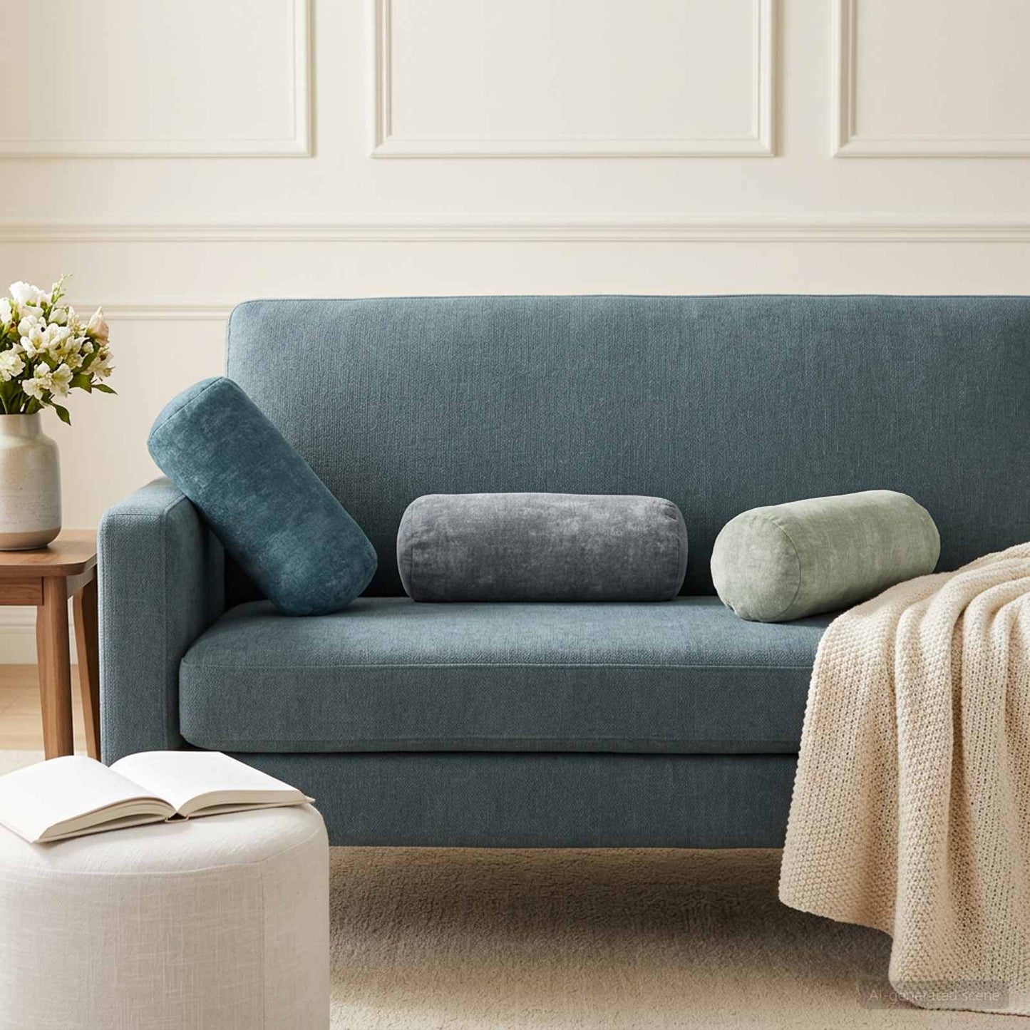 Cushion Cover 6 pcs HEERLEN Light Blue Ø 15 x 40 cm