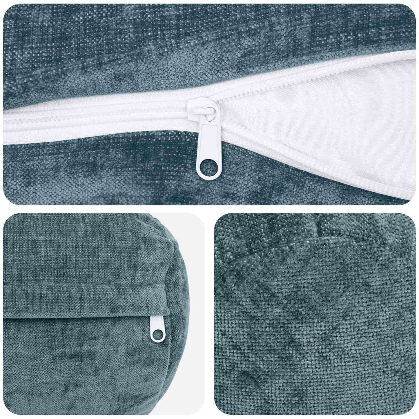 Cushion Cover 6 pcs HEERLEN Blue Ø 15 x 40 cm Chenille Fabric
