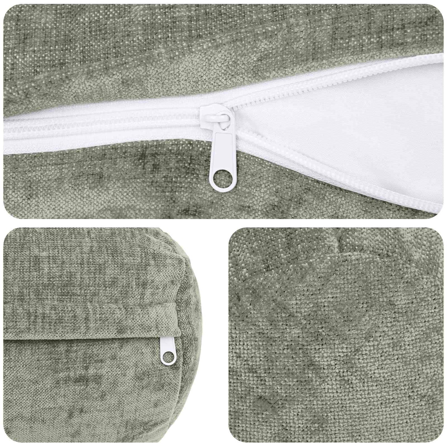 Cushion Cover 6 pcs HEERLEN Green Ø 15 x 40 cm Chenille Fabric