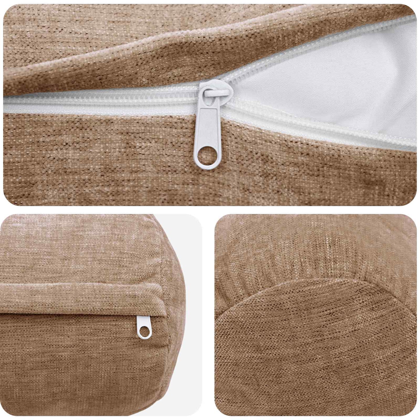 Cushion Cover 6 pcs HEERLEN Brown Ø 15 x 40 cm Chenille Fabric