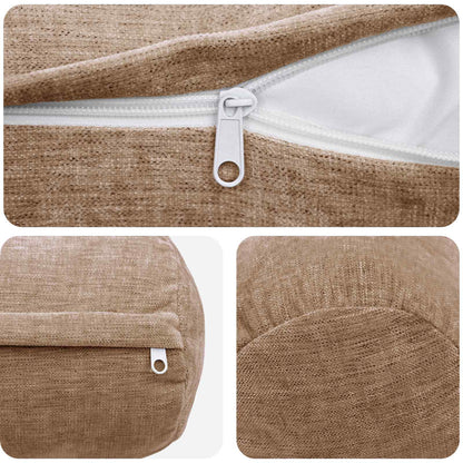Cushion Cover 6 pcs HEERLEN Brown Ø 15 x 40 cm Chenille Fabric
