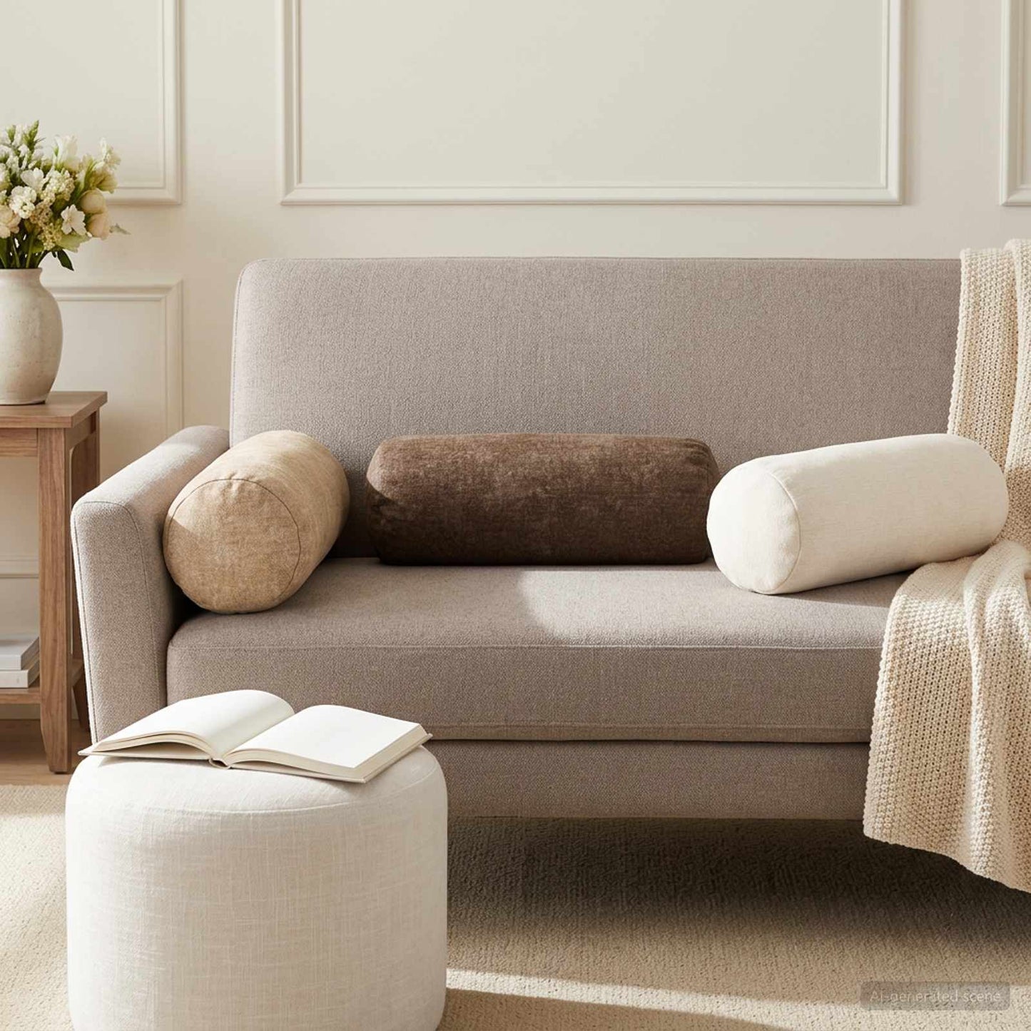 Cushion Cover 6 pcs HEERLEN Brown Ø 15 x 40 cm Chenille Fabric