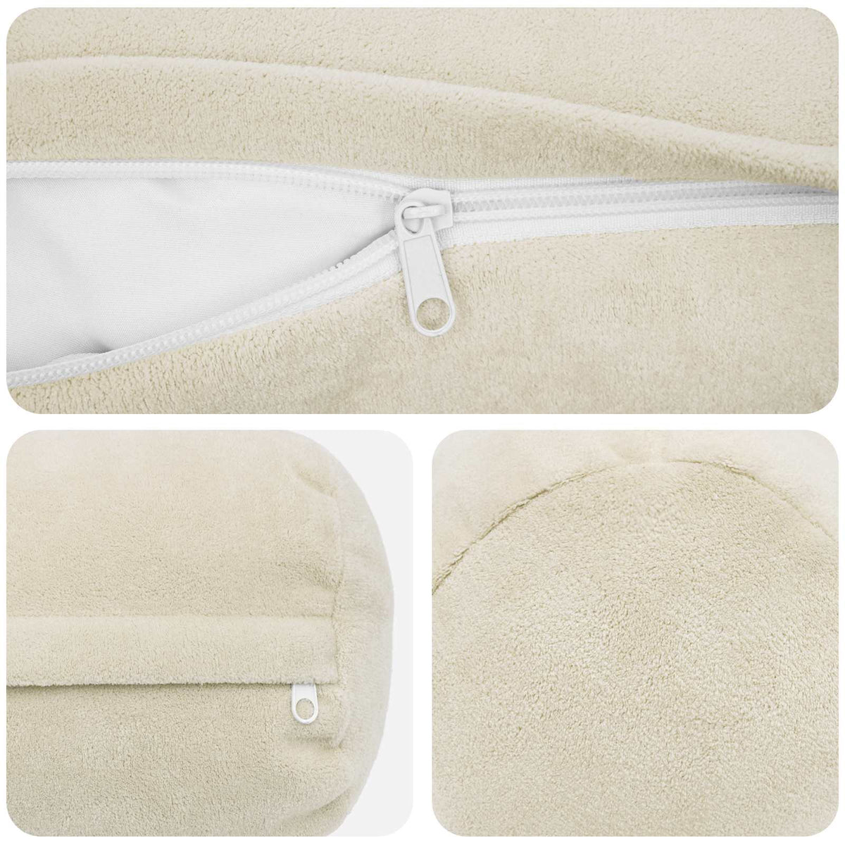 Cushion Cover 6 pcs HEERLEN Cream Ø 15 x 40 cm
