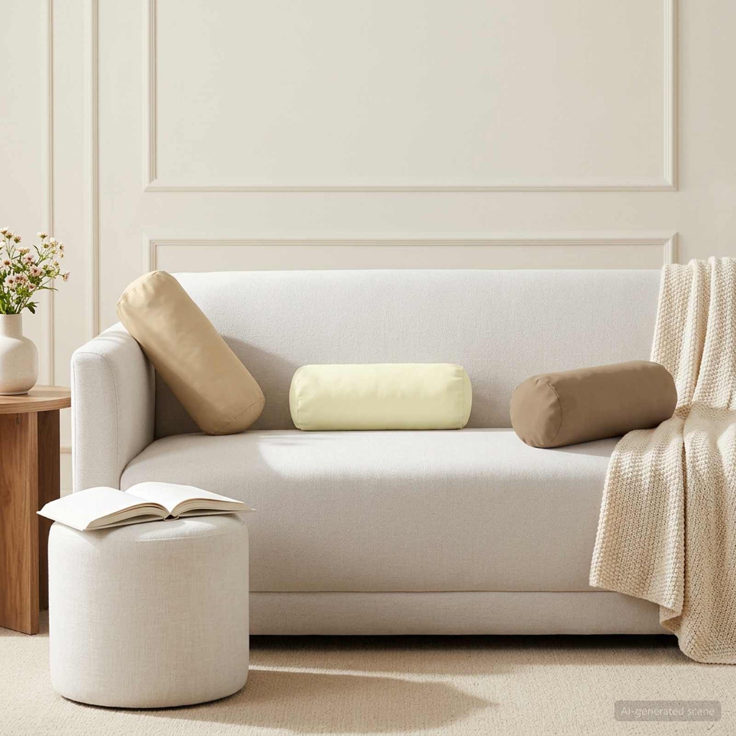Cushion Cover 6 pcs HEERLEN Taupe Ø 15 x 40 cm Polyester