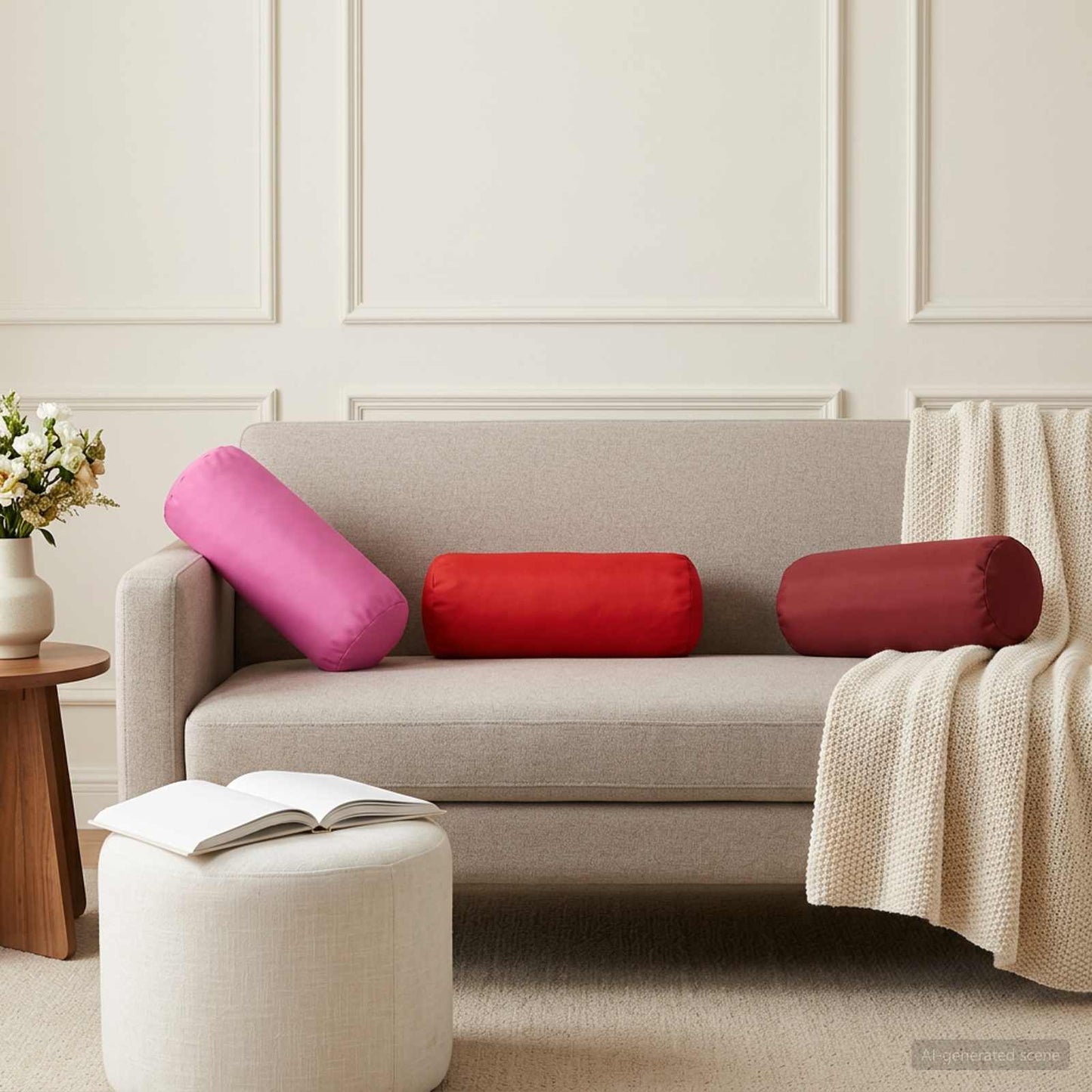 Cushion Cover 6 pcs HEERLEN Red Ø 15 x 40 cm Polyester
