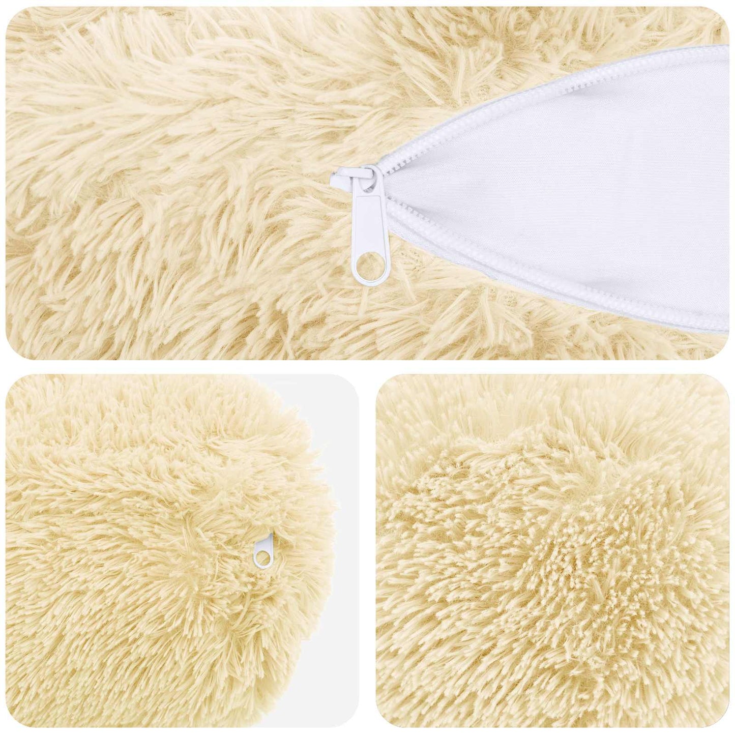 Cushion Cover 2 pcs HEERLEN Cream Ø 15 x 40 cm PV Fleece