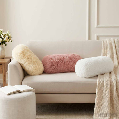 Cushion Cover 2 pcs HEERLEN Cream Ø 15 x 40 cm PV Fleece