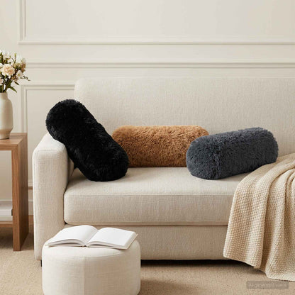 Cushion Cover 6 pcs HEERLEN Taupe Ø 15 x 40 cm PV Fleece