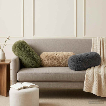 Cushion Cover 2 pcs HEERLEN Light Grey Ø 15 x 40 cm PV Fleece