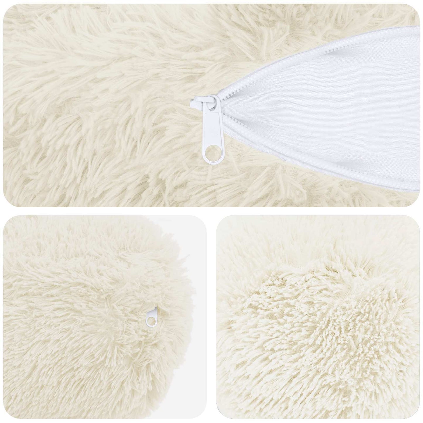 Cushion Cover 2 pcs HEERLEN White Ø 15 x 40 cm PV Fleece