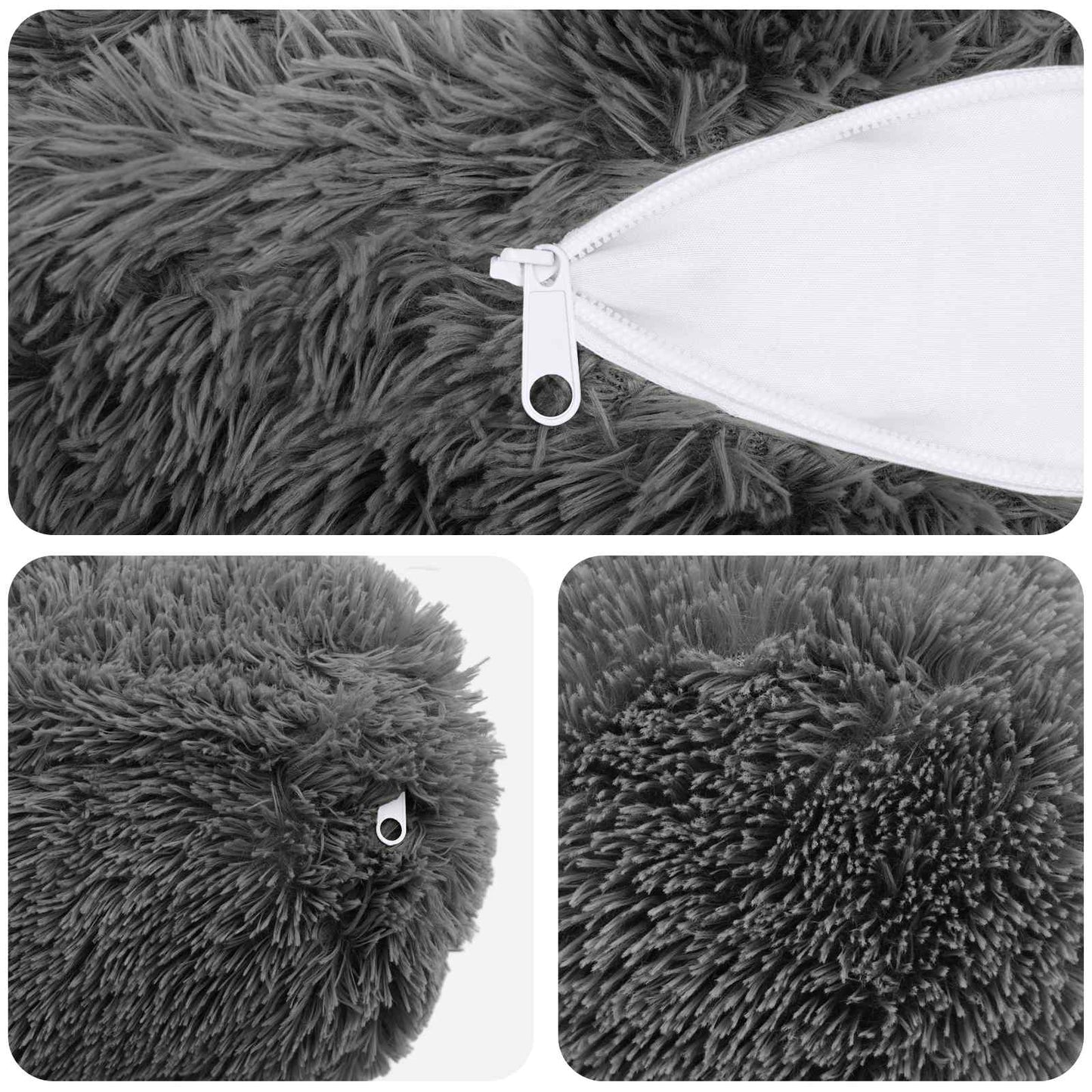 Cushion Cover 2 pcs HEERLEN Light Grey Ø 15 x 40 cm PV Fleece