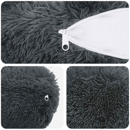 Cushion Cover 2 pcs HEERLEN Anthracite Ø 15 x 40 cm PV Fleece