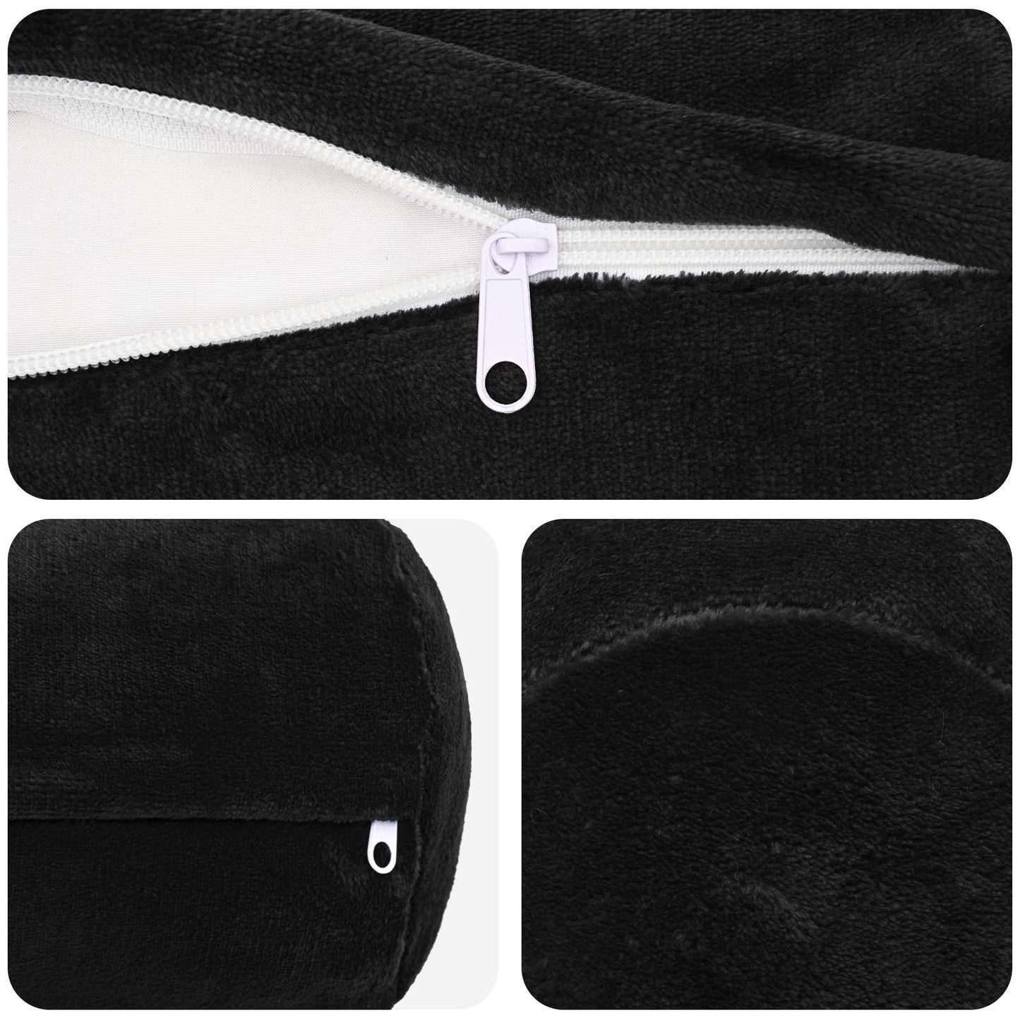 Cushion Cover 6 pcs HEERLEN Black Ø 15 x 40 cm Flannel
