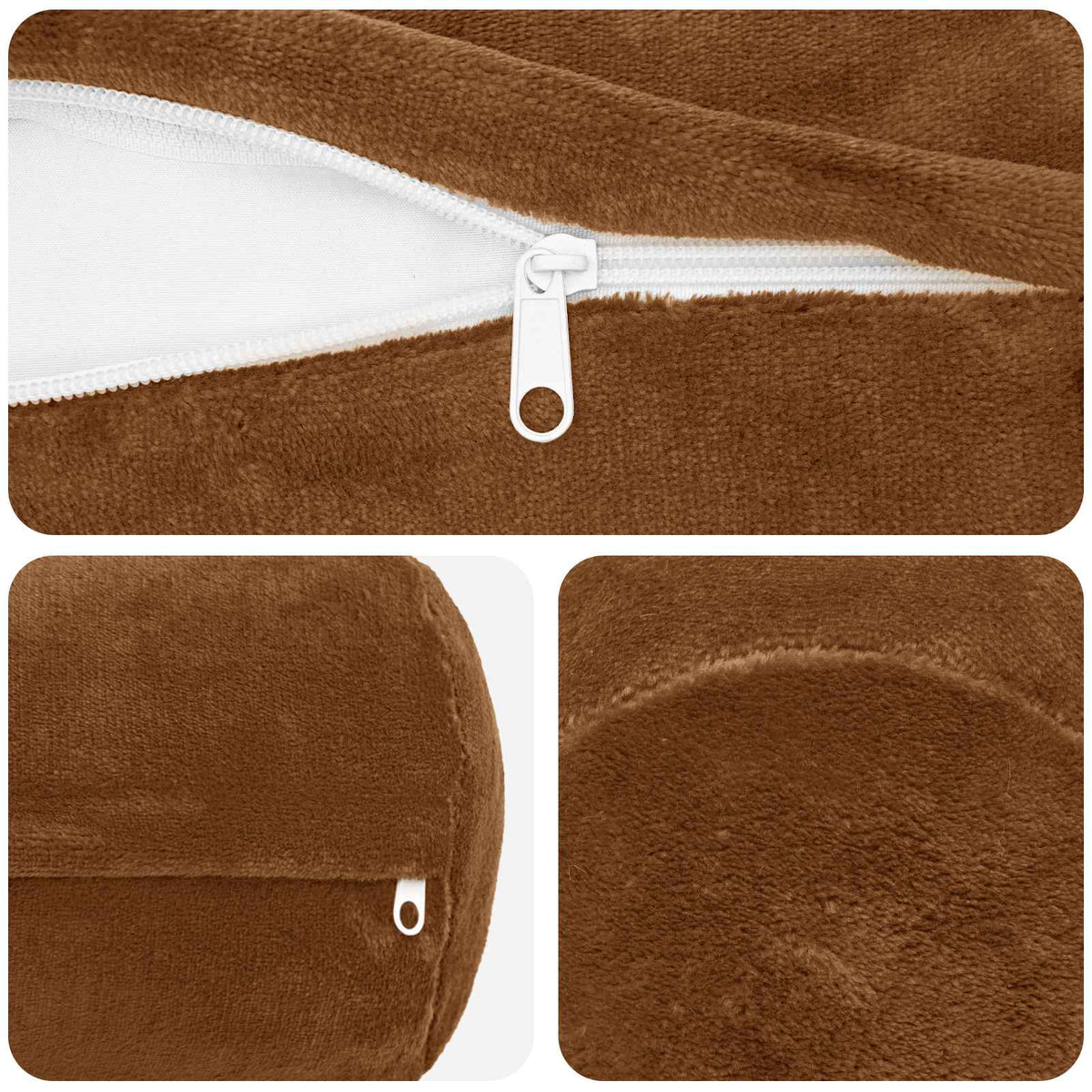 Cushion Cover 2 pcs HEERLEN Light Brown Ø 15 x 40 cm Flannel