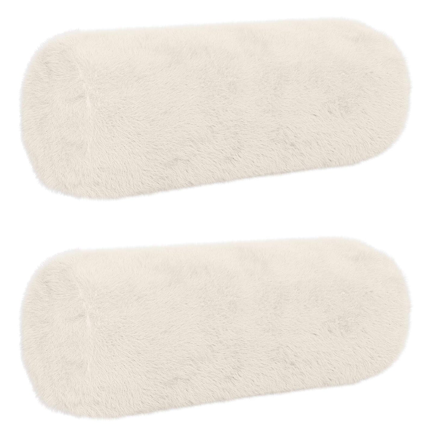 Cushion Cover 2 pcs HEERLEN White Ø 15 x 40 cm Faux Rabbit Fur