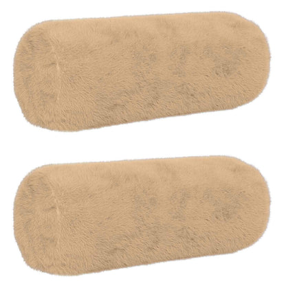 Cushion Cover 2 pcs HEERLEN Cream Ø 15 x 40 cm Faux Rabbit Fur