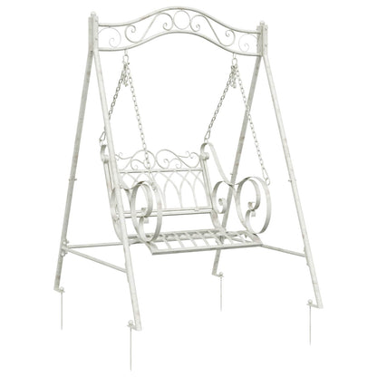Swing Bench Steel 113 x 121.5 x 168 cm Antique White